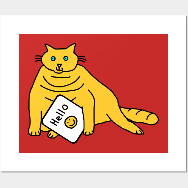 Fat Cat Says Hello Wall Art by ellenhenryart